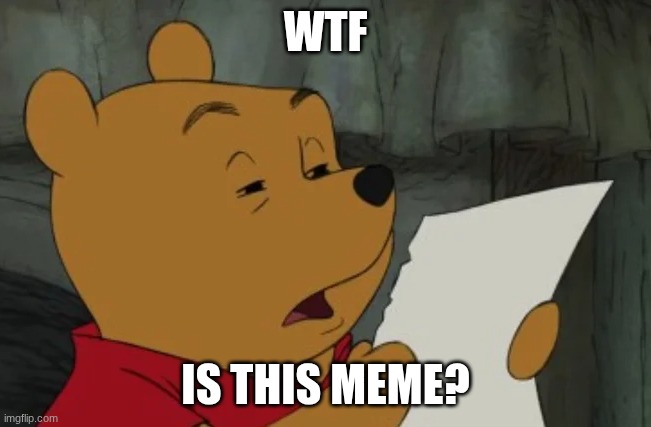 confused winnie reading paper | WTF; IS THIS MEME? | image tagged in confused winnie reading paper,what is this,just why,why are you like this | made w/ Imgflip meme maker