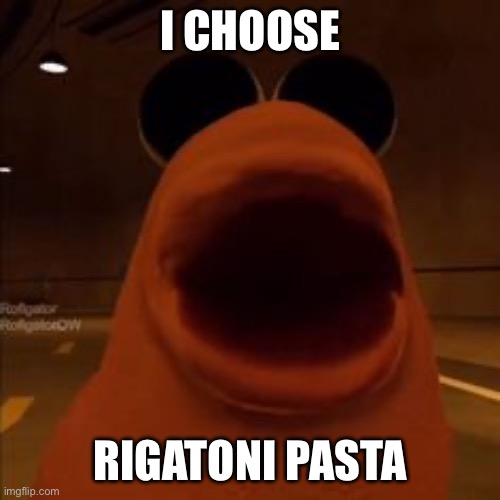 Rigatoni pasta | I CHOOSE; RIGATONI PASTA | image tagged in marcus | made w/ Imgflip meme maker