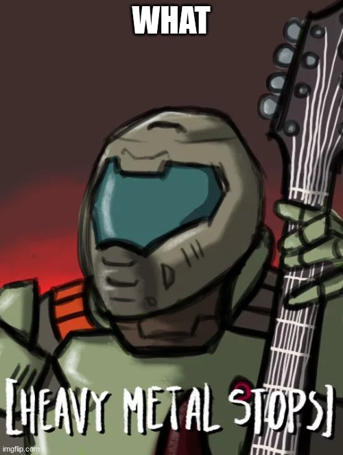 Heavy metal stop | WHAT | image tagged in heavy metal stop | made w/ Imgflip meme maker