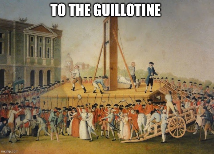 French Revolution Beheading | TO THE GUILLOTINE | image tagged in french revolution beheading | made w/ Imgflip meme maker
