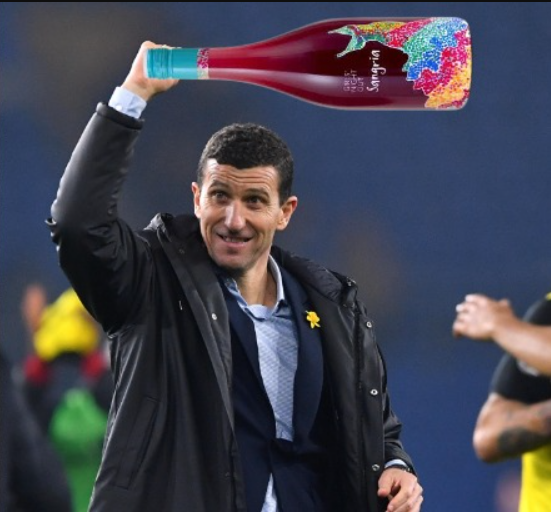 Javi Gracia With a bottle of Sangria Blank Meme Template