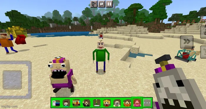 in minecraft they collab with baldi's basics | made w/ Imgflip meme maker