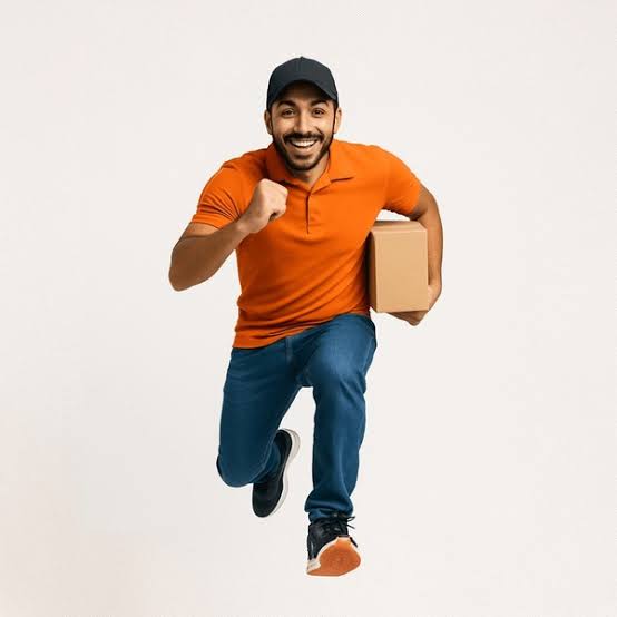 delivery man running Blank Meme Template