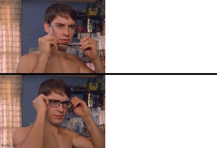 Peter Parker Wearing Glasses | image tagged in peter parker wearing glasses | made w/ Imgflip meme maker