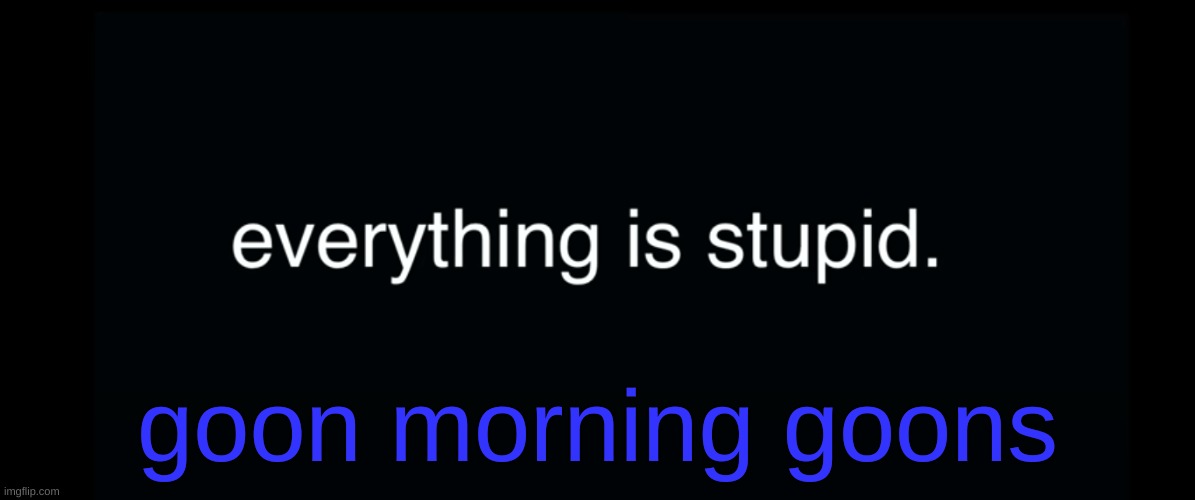 Everything is stupid bill wurtz | goon morning goons | image tagged in everything is stupid bill wurtz | made w/ Imgflip meme maker