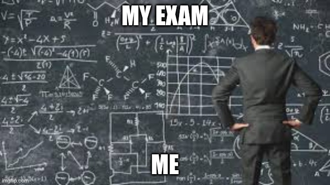 WHYYYYYYYYYYYYYY | MY EXAM; ME | image tagged in over complicated explanation | made w/ Imgflip meme maker