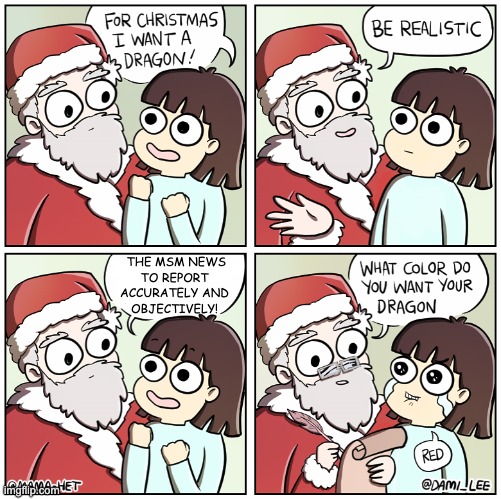 For Christmas I want... | THE MSM NEWS
TO REPORT
ACCURATELY AND
OBJECTIVELY! | image tagged in for christmas i want | made w/ Imgflip meme maker