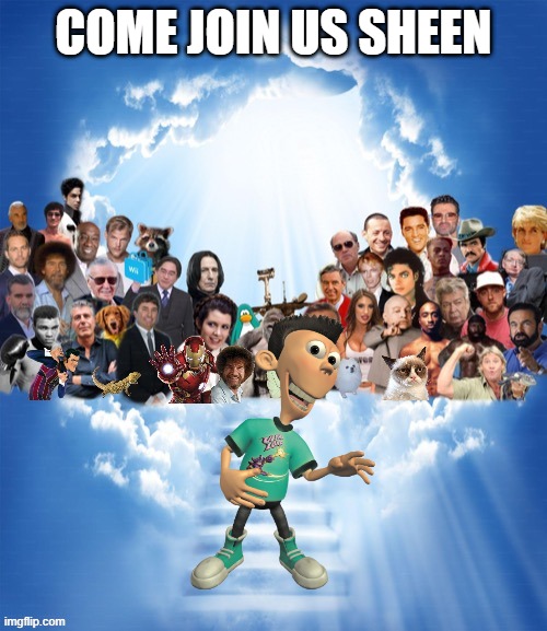 R.I.P. Jeffrey Garcia | COME JOIN US SHEEN | image tagged in come join us x,jimmy neutron,nickelodeon,jeffrey garcia | made w/ Imgflip meme maker