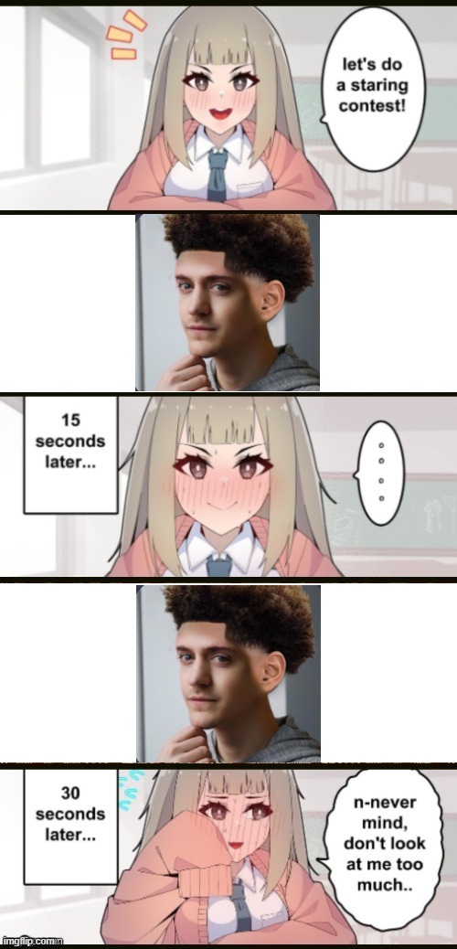 Staring contest extended | image tagged in staring contest extended | made w/ Imgflip meme maker