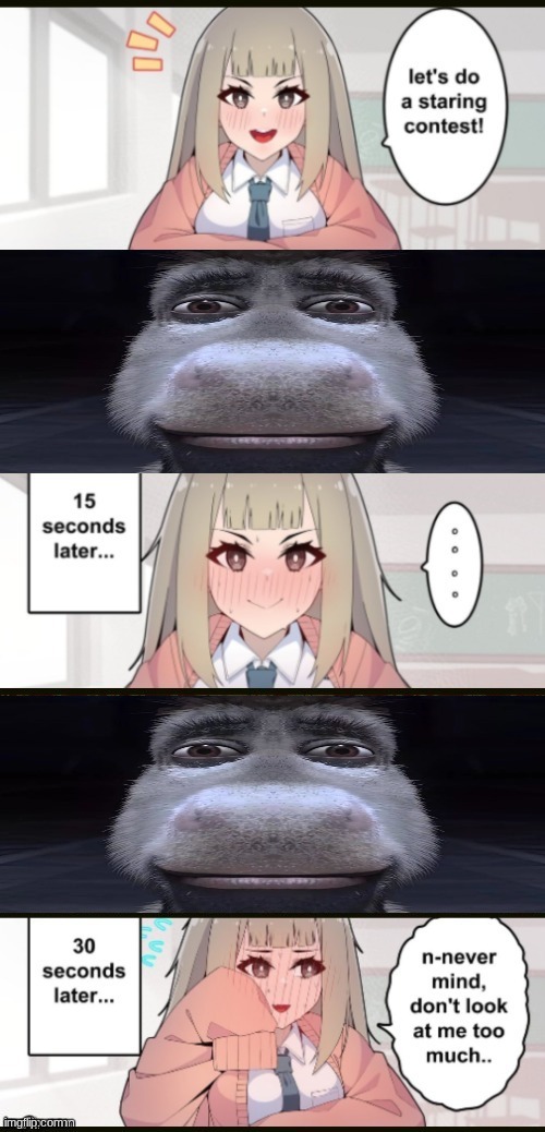 Staring contest extended | image tagged in staring contest extended | made w/ Imgflip meme maker