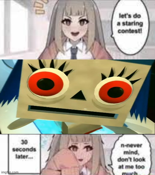 Gregory horror show meme | image tagged in staring contest 30 seconds | made w/ Imgflip meme maker