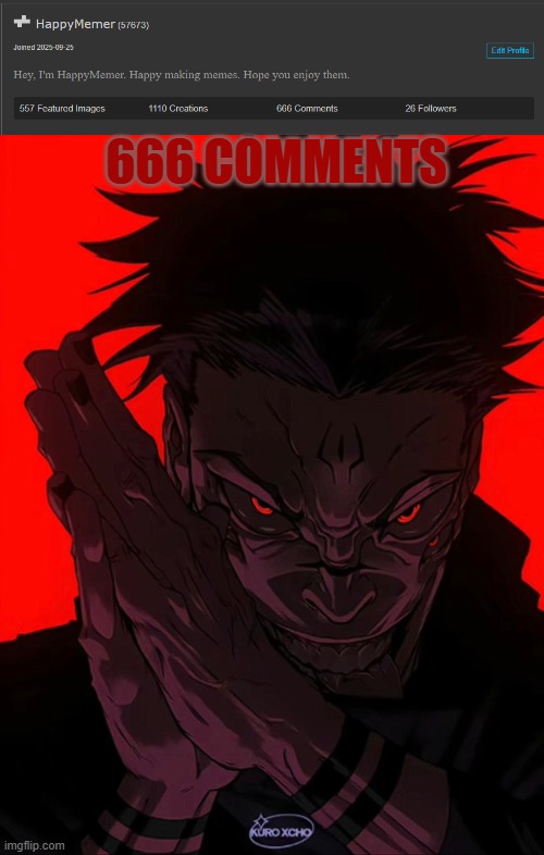666 | 666 COMMENTS | image tagged in sukuna rubbing hands,memes,funny,fun,666 | made w/ Imgflip meme maker