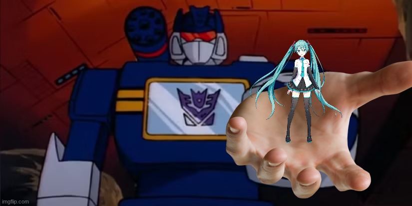 look shockwave | image tagged in soundwave,hatsune miku | made w/ Imgflip meme maker