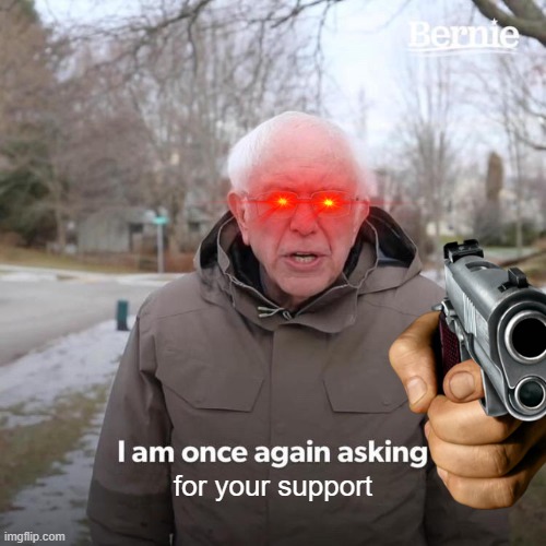 Bernie I Am Once Again Asking For Your Support | for your support | image tagged in memes,bernie i am once again asking for your support,funny,fun | made w/ Imgflip meme maker