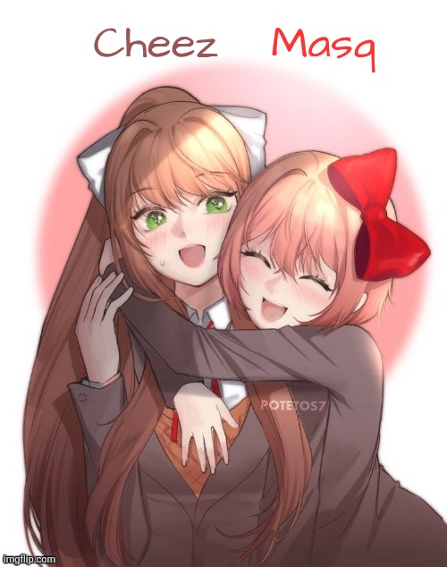 High Quality Monika + Sayori Duo Template Blank Meme Template