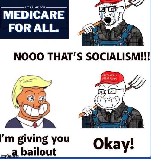 Socialism only for maga | image tagged in donald trump,trump,maga,nevertrump,college conservative,trump sucks | made w/ Imgflip meme maker