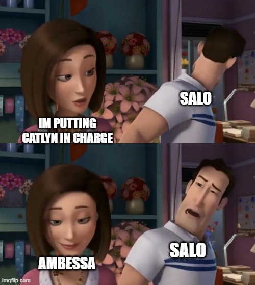 Day 380 of Arcane memes until the next season/series comes out. | SALO; IM PUTTING CATLYN IN CHARGE; SALO; AMBESSA | image tagged in huh,arcane | made w/ Imgflip meme maker