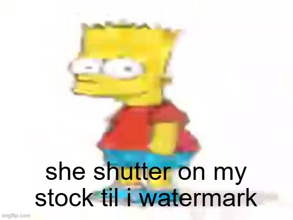 the humble low quality bart: | she shutter on my stock til i watermark | image tagged in the humble low quality bart | made w/ Imgflip meme maker