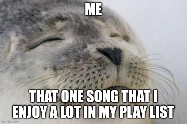 Happy Seal | ME; THAT ONE SONG THAT I ENJOY A LOT IN MY PLAY LIST | image tagged in happy seal | made w/ Imgflip meme maker