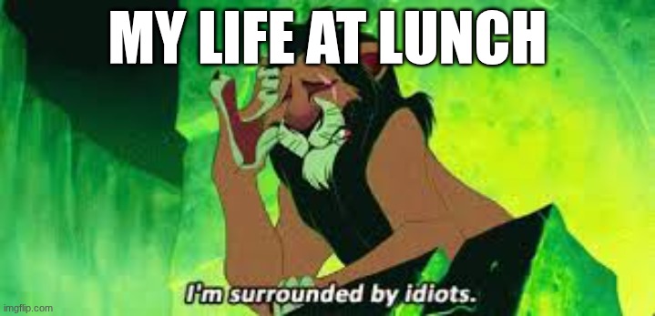 POV Daealy | MY LIFE AT LUNCH | image tagged in i'm surrounded by idiots | made w/ Imgflip meme maker