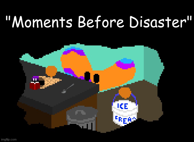 bro a waffle cone might not be the right place to read | "Moments Before Disaster" | made w/ Imgflip meme maker