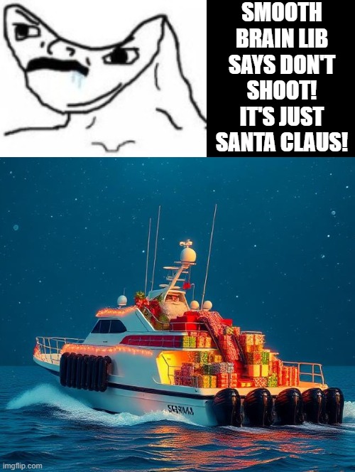 Smooth Brain Santa! | SMOOTH BRAIN LIB SAYS DON'T SHOOT! IT'S JUST SANTA CLAUS! | image tagged in sam elliott special kind of stupid | made w/ Imgflip meme maker