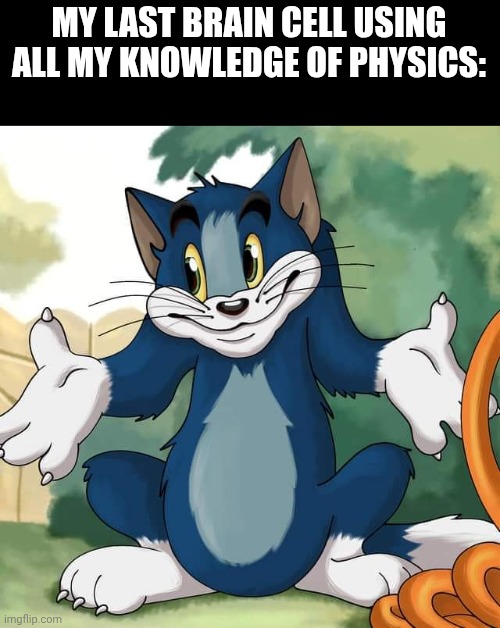Tom and Jerry - Tom Who Knows HD | MY LAST BRAIN CELL USING ALL MY KNOWLEDGE OF PHYSICS: | image tagged in tom and jerry - tom who knows hd | made w/ Imgflip meme maker