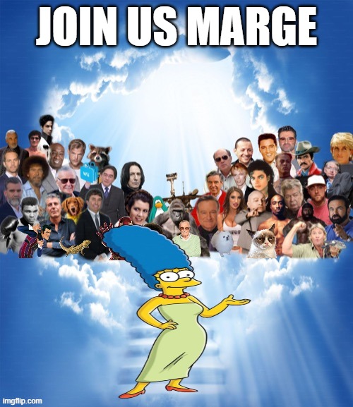 join us marge | JOIN US MARGE | image tagged in come join us x,marge simpson,the simpsons,fox,rip | made w/ Imgflip meme maker