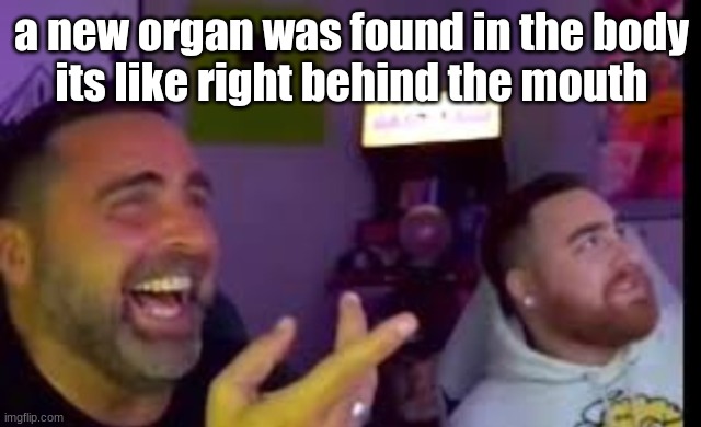 Los laughing (made by Bigjim998 copyright reserved) | a new organ was found in the body
its like right behind the mouth | image tagged in los laughing made by bigjim998 copyright reserved | made w/ Imgflip meme maker