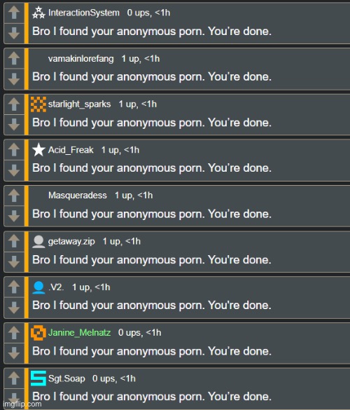 Bro I found your anonymous porn. You're done. | image tagged in bro i found your anonymous porn you're done | made w/ Imgflip meme maker
