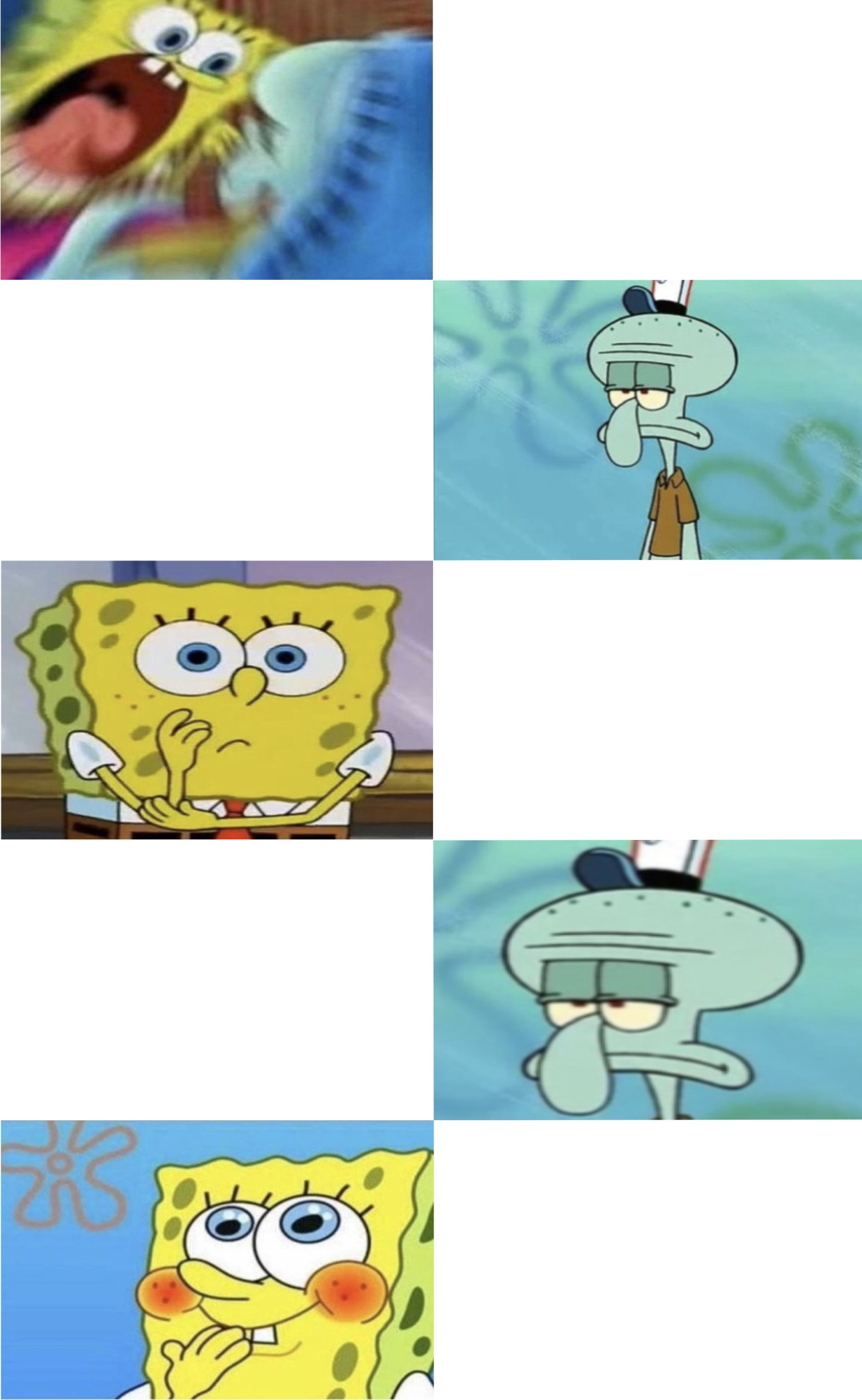 Spongebob angry then cute Blank Meme Template