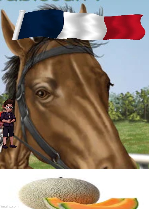 Yahiamice.jpg | image tagged in horse,cantaloupe,french,yahiamice | made w/ Imgflip meme maker
