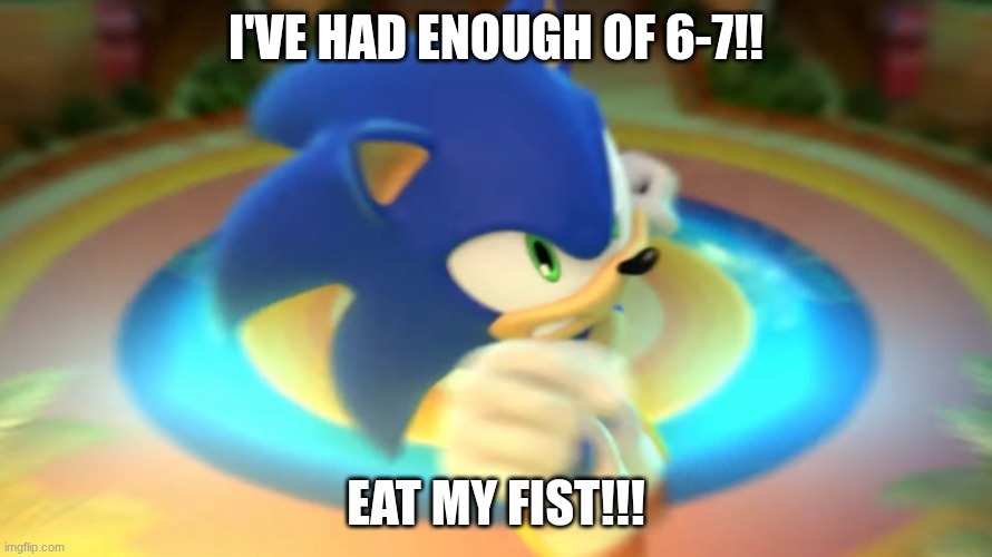 Sonic Punching | I'VE HAD ENOUGH OF 6-7!! EAT MY FIST!!! | image tagged in sonic punching | made w/ Imgflip meme maker