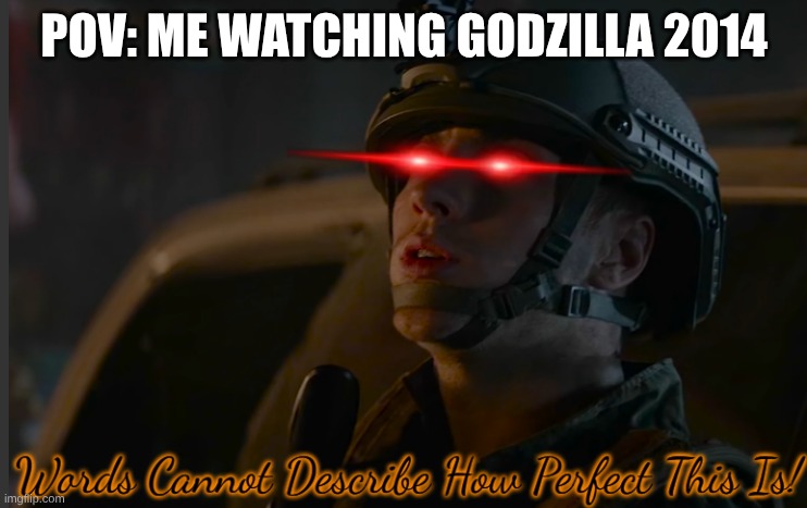 osdjsdonsjvdoosnd | POV: ME WATCHING GODZILLA 2014 | image tagged in words cannot describe how perfect this is,godzilla | made w/ Imgflip meme maker