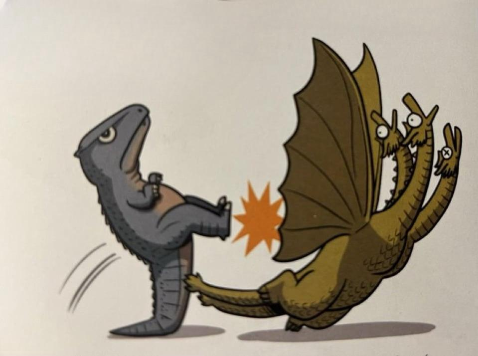 High Quality gorosaurus kicks king ghidorah Blank Meme Template
