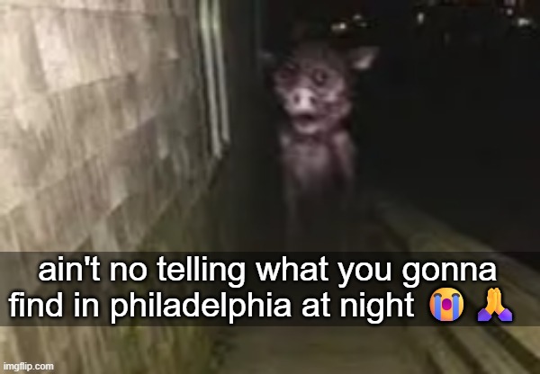 ain't no telling what you gonna find in philadelphia at night 😭🙏 | made w/ Imgflip meme maker