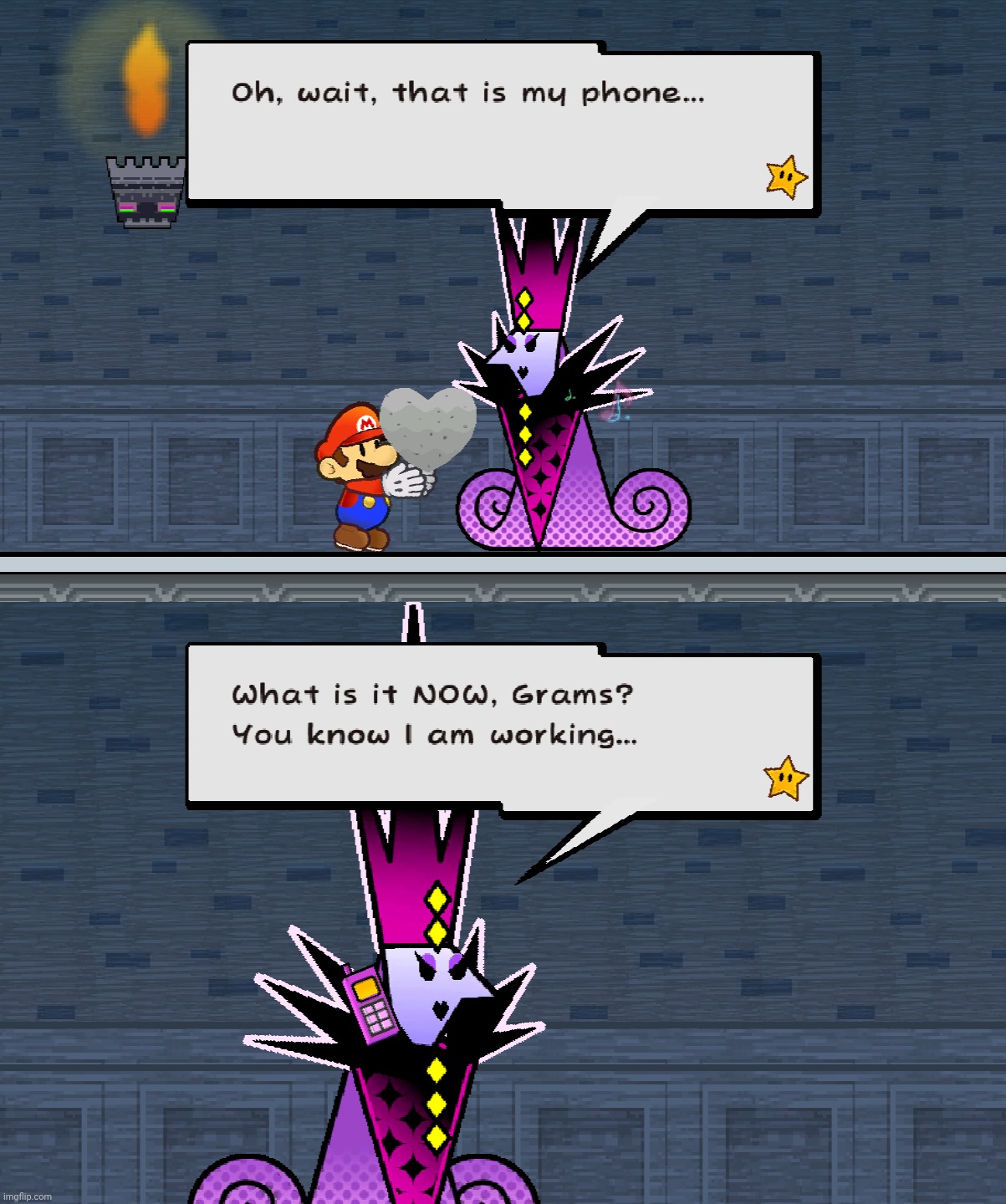 Dude you are basically the ruler of hell why are you on your phone with a family member | made w/ Imgflip meme maker