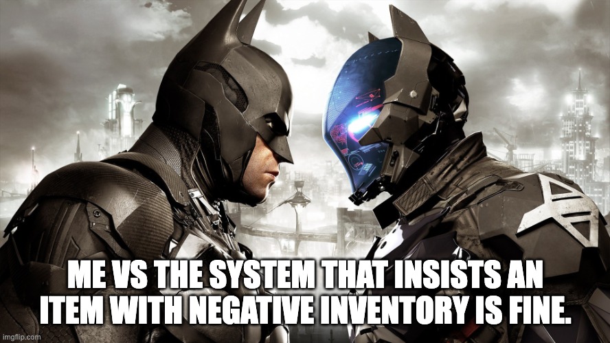 Accountant vs. ERP Stand Off | ME VS THE SYSTEM THAT INSISTS AN ITEM WITH NEGATIVE INVENTORY IS FINE. | image tagged in stare contest | made w/ Imgflip meme maker
