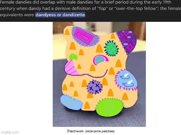 My oc Patchwork (and also something definitely real…) (mod note: ???)  | image tagged in blank white template | made w/ Imgflip meme maker