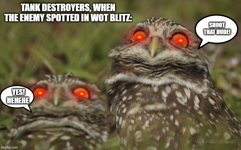 wotb spotting | TANK DESTROYERS, WHEN THE ENEMY SPOTTED IN WOT BLITZ:; SHOOT THAT DUDE! YES!
HEHEHE | image tagged in gaming,funny,funny memes,memes,meme,world of tanks | made w/ Imgflip meme maker