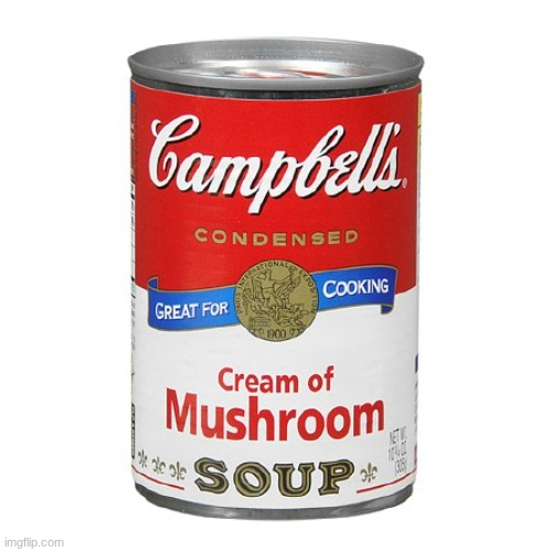 campbell's cream of mushroom soup | image tagged in campbell's cream of mushroom soup | made w/ Imgflip meme maker