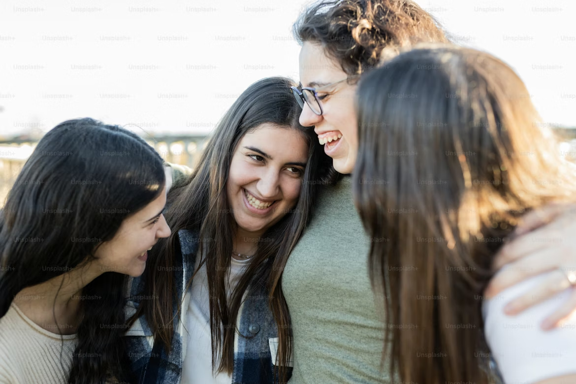 Happy person with their friends Blank Meme Template