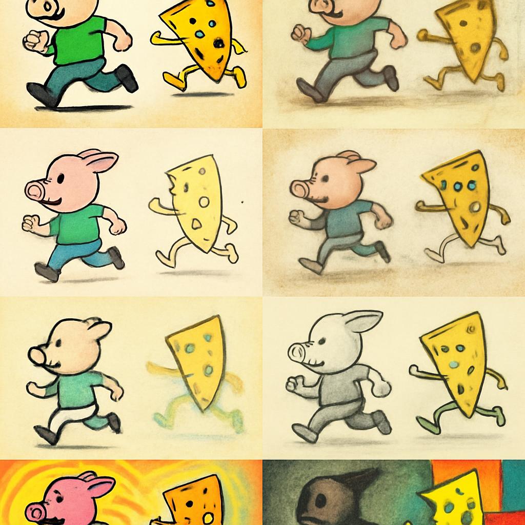 John pork is running from Tim cheese Blank Meme Template