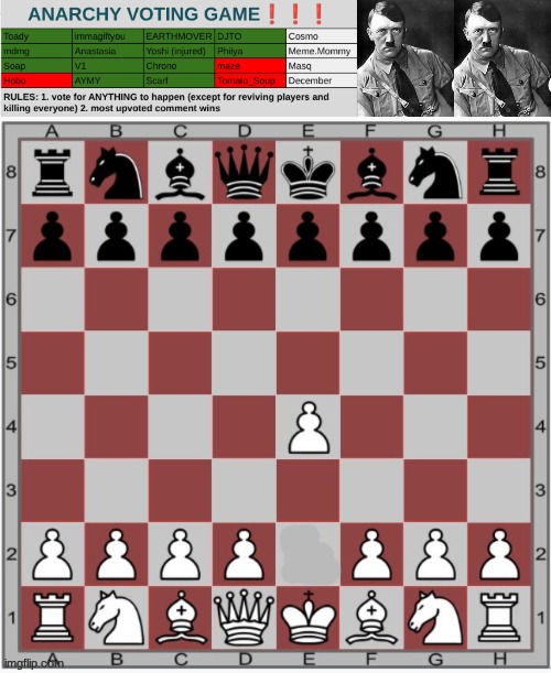 green plague spreads, pawn to e4 (whatever goes in the chess game too) | made w/ Imgflip meme maker