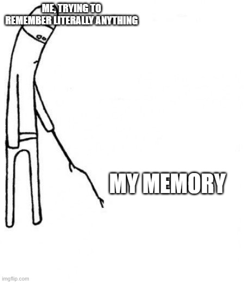 It is this way and always will be this way | ME, TRYING TO REMEMBER LITERALLY ANYTHING; MY MEMORY | image tagged in c'mon do something,memes | made w/ Imgflip meme maker