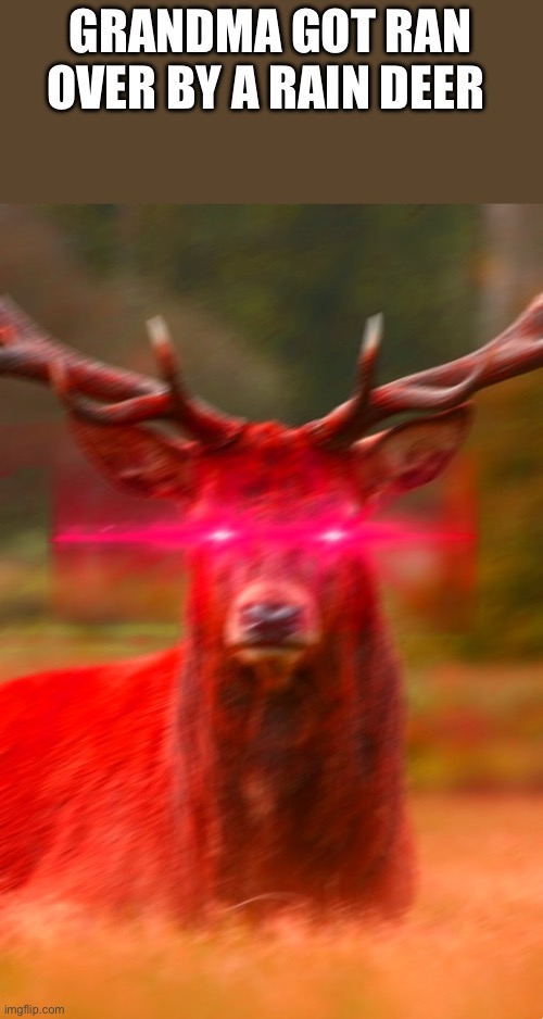 Deer Begone Thot | GRANDMA GOT RAN OVER BY A RAIN DEER | image tagged in deer begone thot | made w/ Imgflip meme maker
