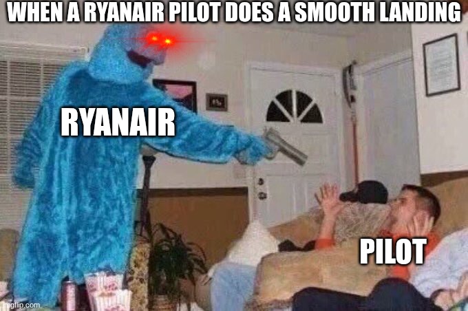 Hes cooked | WHEN A RYANAIR PILOT DOES A SMOOTH LANDING; RYANAIR; PILOT | image tagged in cursed cookie monster | made w/ Imgflip meme maker