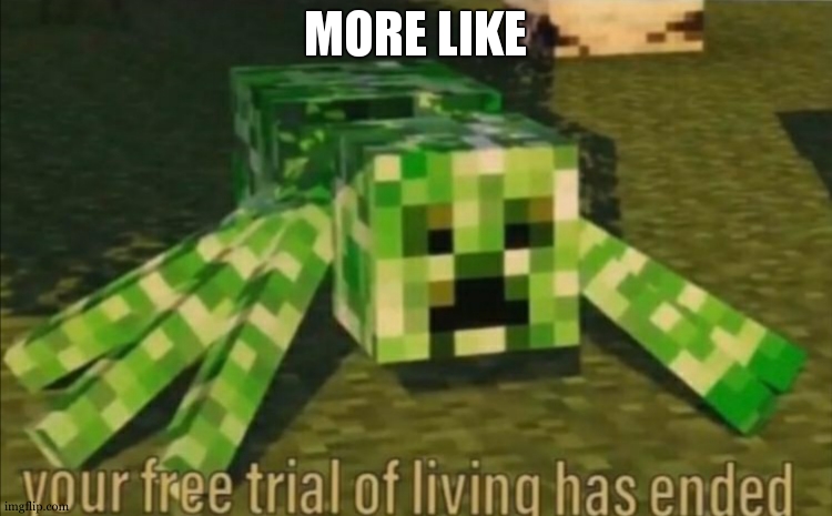 Your Free Trial of Living Has Ended | MORE LIKE | image tagged in your free trial of living has ended | made w/ Imgflip meme maker