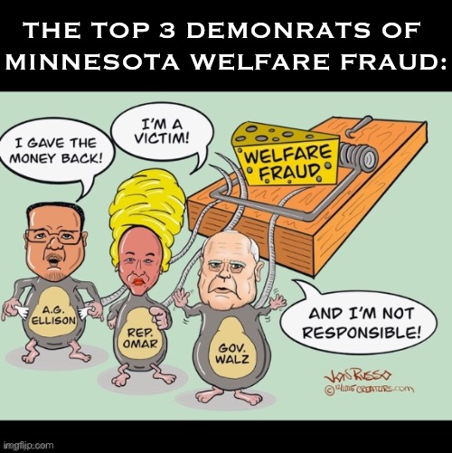 They love to grift and it shows… | THE TOP 3 DEMONRATS OF 
MINNESOTA WELFARE FRAUD: | image tagged in political meme,minnesota,welfare fraud,walz,omar,ellison | made w/ Imgflip meme maker