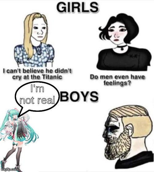 (●__●) | I'm not real | image tagged in do men even have feelings | made w/ Imgflip meme maker